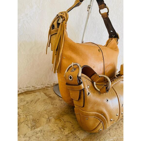 Bundle of 3 Vtg Rare Coach Ergo stud rivet camel Shoulder bag mini Wallet Y2K - Picture 5 of 9